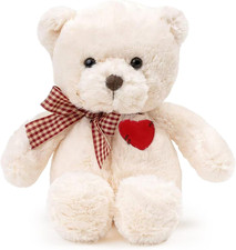 Teddy Bear Plush with Heart Cute White Teddy Bear Stuffed Animal Soft Stuffed An