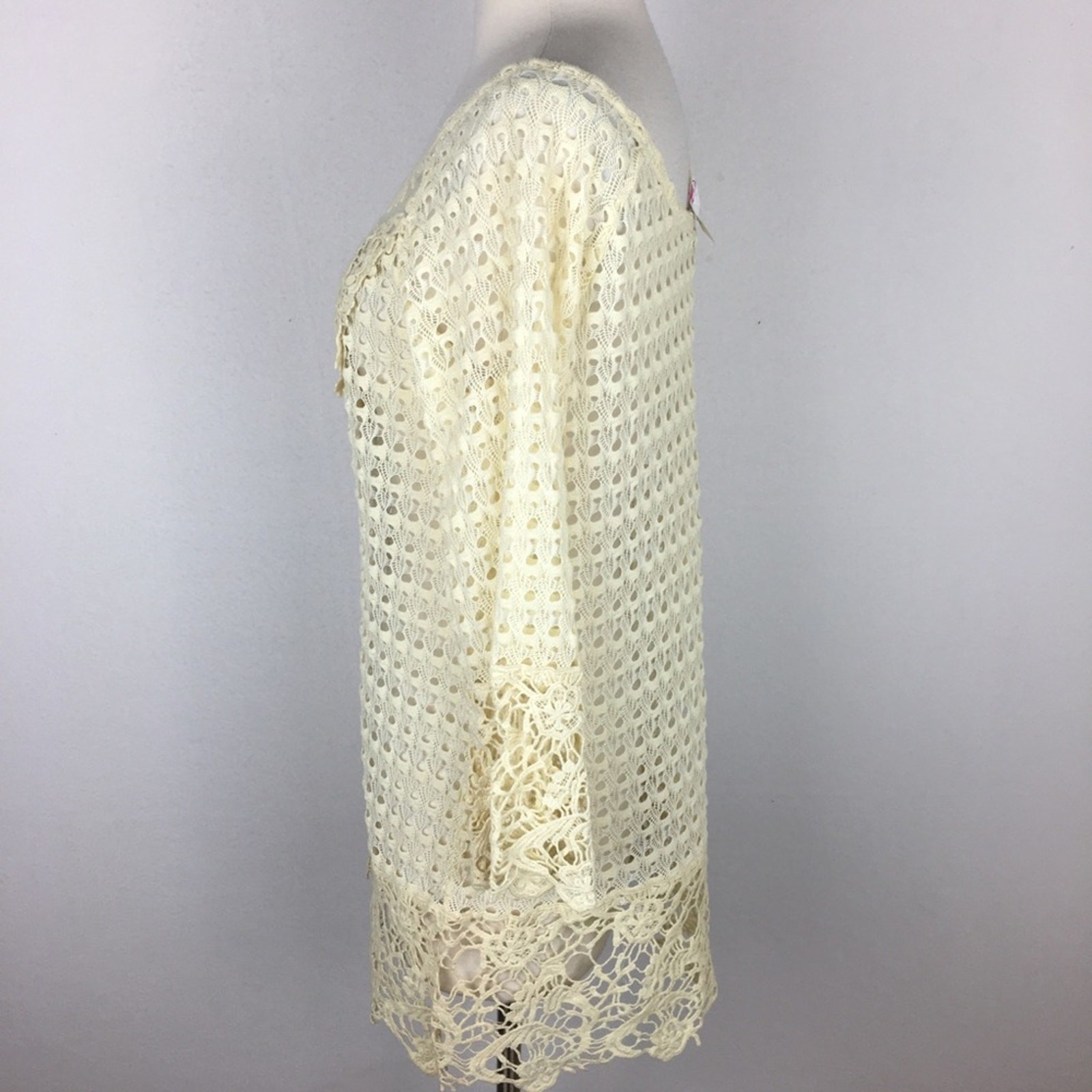 Umgee Ecru Crochet Lace Long Sleeve  top  small