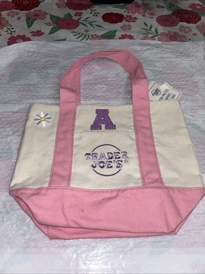 Trader Joe s, Mini Pastel Canvas, Tote Bag, Reusable Spring Easter Pink Custom