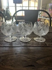 Vintage Tyrone Crystal Shannon Suite Brandy Snifters Set of 3 Cut Glass Ireland