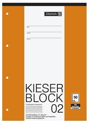 Schreibblock Lineatur 2 liniert 2. Schuljahr Klasse 50 Blatt Kieser Block 02 