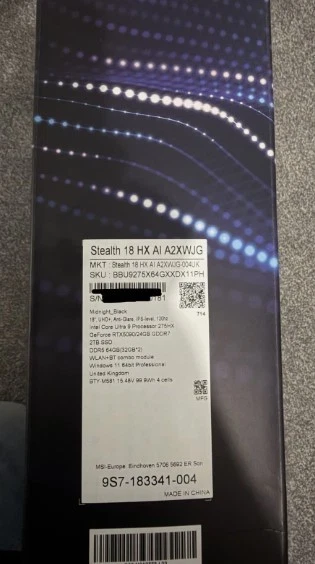 MSI Stealth 18 HX AI Intel Core Ultra 9 275HX 64GB/RAM 2TB SSD RTX 5090 - Image 2 of 4