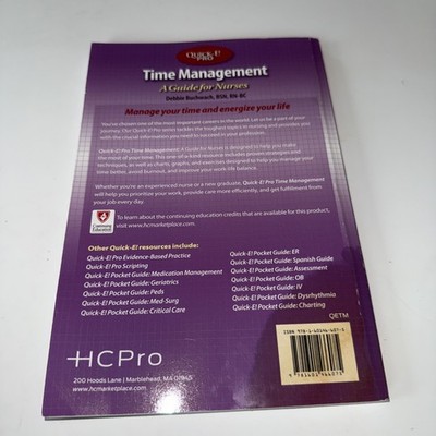 Time Management : A Guide for Nurses by Debbie Buchwach (2009, Trade Paperback)