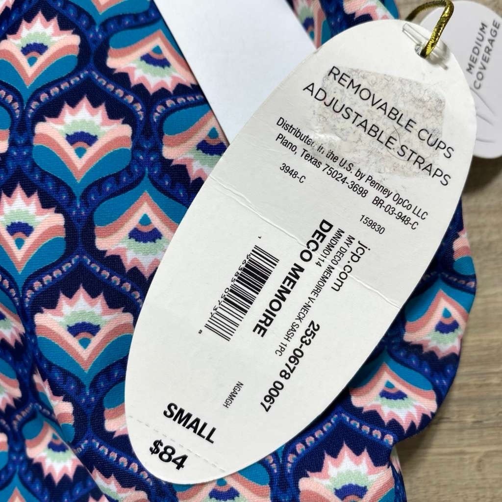 Mynah My Deco Memorie Lush Leaves V-Neck Sash One Piece Swimsuit Small