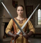 Genuine Leather Long Cuff Medieval Gloves For Women