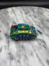 1960s VINTAGE LITHO Army Tank JAPAN FRICTION 2 1/2" military toy