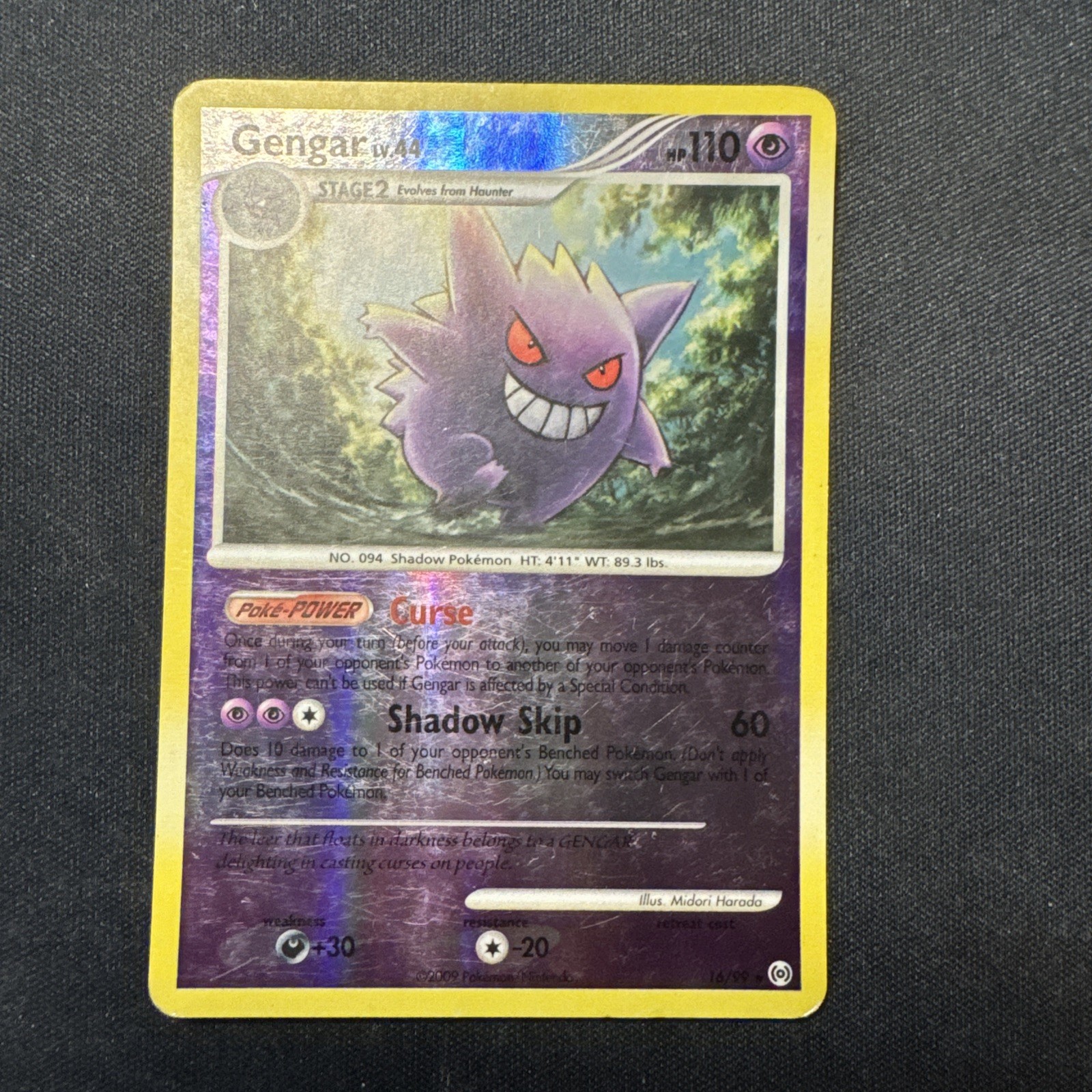 2009 Pokemon Gengar Lv.44 16/99 PLATINUM Arceus REVERSE HOLO 
