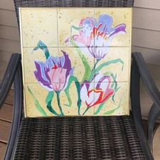 Gallery Framed 9-Ceramic Mural Enamel Wall Tiles Signed Art~American [1928-2007]