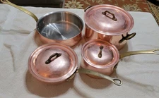 WILLIAMS SONOMA FRANCE COPPER 7 PCS COOKWARE SET FRYING PAN STOCK POT SAUCE LIDS