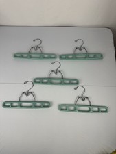 Vintage Lot of 5 Mint GreenTamor Type Plastic Clamp Hangers Pants Skirts Trouser