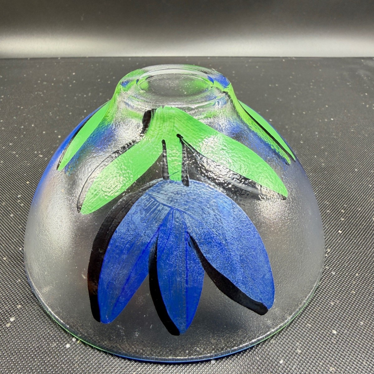 Kosta Boda Ulrica Hydman Vallien Tulip Glass Bowl Blue Green Hand