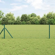 WALPLUS Fence Posts Set of 12 Green 100cm Powder Coated Steel Garden