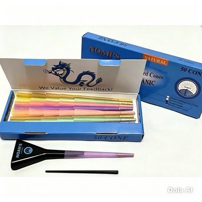50 x Rainbow Mix Farben vorgerollte Kegel King Size 109 mm mit Kegellader