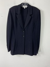 St. John Black Blazer Button Knit Jacket With Pocket Size 14