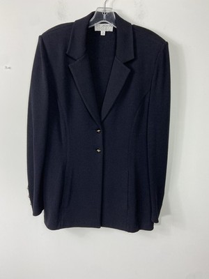 St. John Black  Blazer Button Knit Jacket With Pocket Size  14