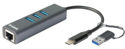 D-Link DUB-2332 D-Link DUB-2332  USB-C nach 1000MBit Adapter mit USB-Hub retail