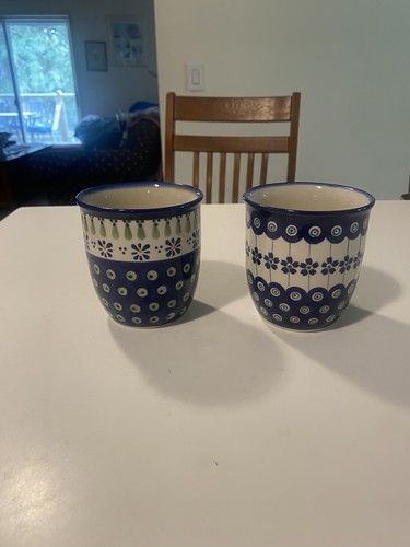 Juego de 2 tazas de pavo real de cerámica polaca Boleslawiec hechas a mano en Polonia gres - Imagen 6 de 19