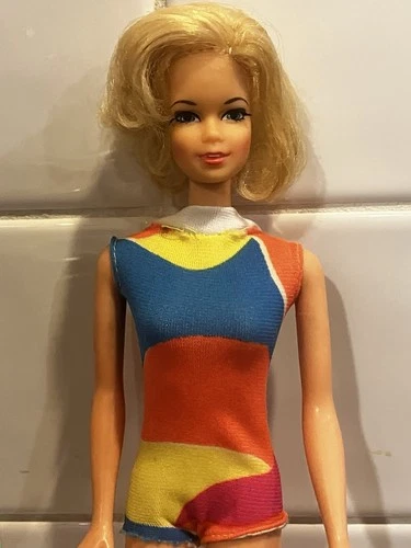 1969 Mattel Stacey Doll Short Blonde Flip Hair, TNT Body Original Swimsuit