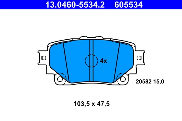 Plaquettes de frein ATE 13.0460-5534.2 et kit de frein à disque arrière pour OE 04466-024