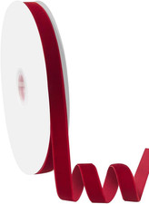 5/8" Wide Velvet Ribbon, 25 Yards - Red Velvet Ribbon on Spool for Crafts, Gift