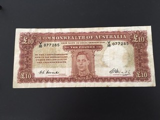 10 Pounds 1949 Coombs/ Watt F/gF