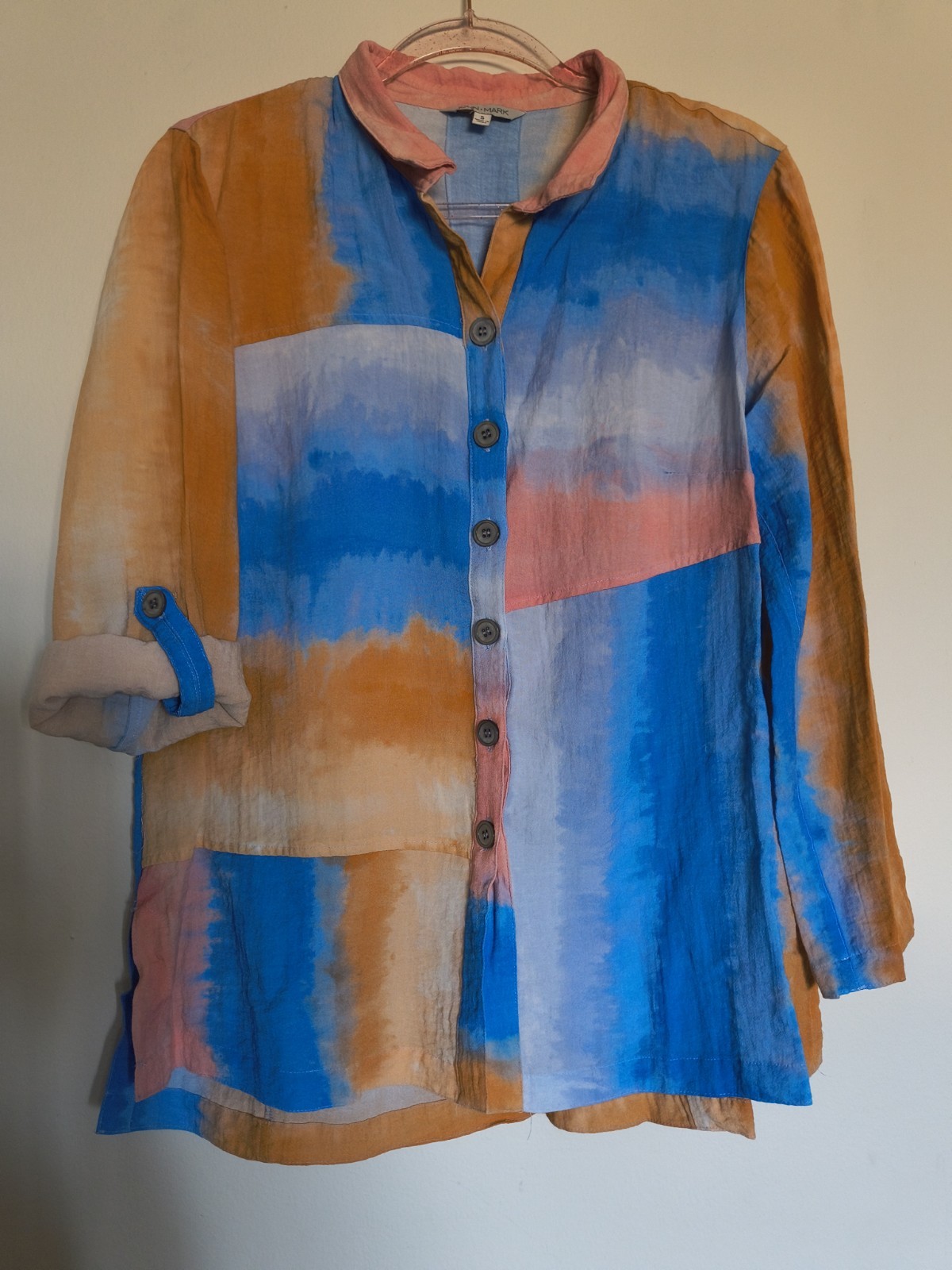 John Mark Women's S Top Tunic Patchwork Artsy Dye… - image 1