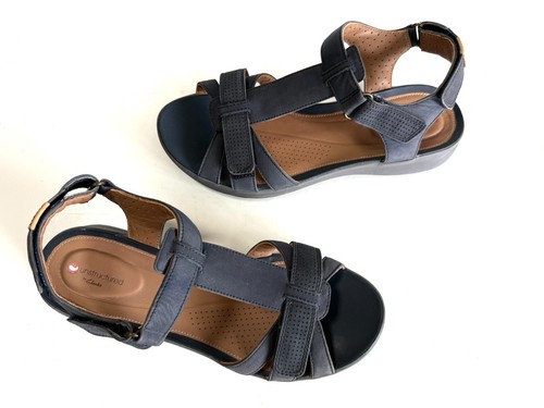 Ladies CLARKS UNStructured Blue Un Adorn Vibe Sandals Size UK 6.5 D Mint Cond - Picture 5 of 6