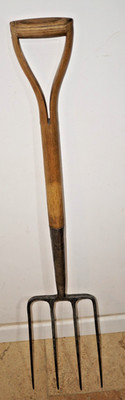 Vintage BULLDOGGE Y Griff gesteckt 50er Jahre Garten geschmiedeter Stahl 4 Zinken Gabel 102 cm