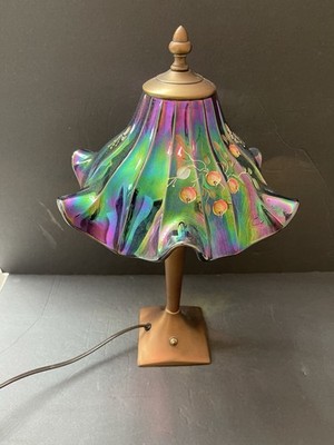 Vintage Fenton Carnival Iridescent Purple Amethyst Glass Lamp