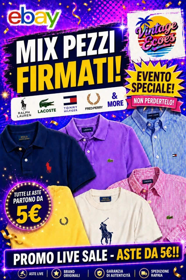 PROMO: ASTE DA 5€! Camicie, T-shirt, Polo - Ralph, Lacoste, Fred Perry ecc.