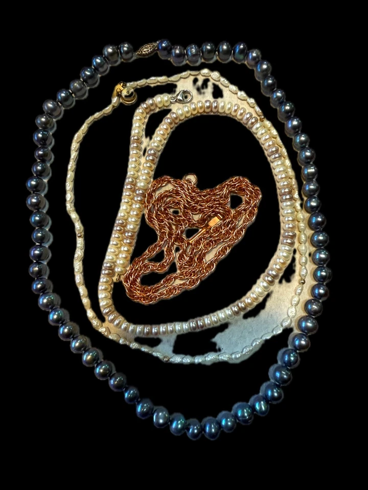 Collar de Perlas Colección 18-20", Negro Tahití, Rondelle, Fresco, Bonus Copper  Foto 2 de 4