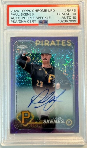 2024 Topps Chrome Paul Skenes Rookie PSA 10 / Auto 10 Purple Speckle /299