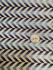 3 Yards - Rich Blue Chevron Stripe Designer Upholstery , Curtain Fabric
