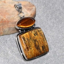 Long Golden Pietersite Tiger Eye 925 Silver Plated Pendant 2
