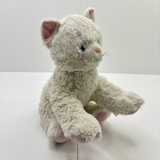 Build A Bear White Kitty Cat Plush 16  Blue Eyes Pink Paws BABW Stuffed Animal