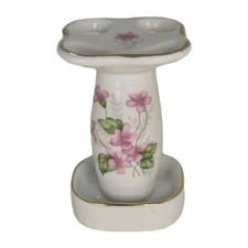 Vintage Porcelain Toothbrush Holder Handpainted Roses Gold Trim Retro Granycore