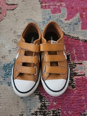 Converse All Star Star Player gold leather no tie youth 13 boys shoes vguc