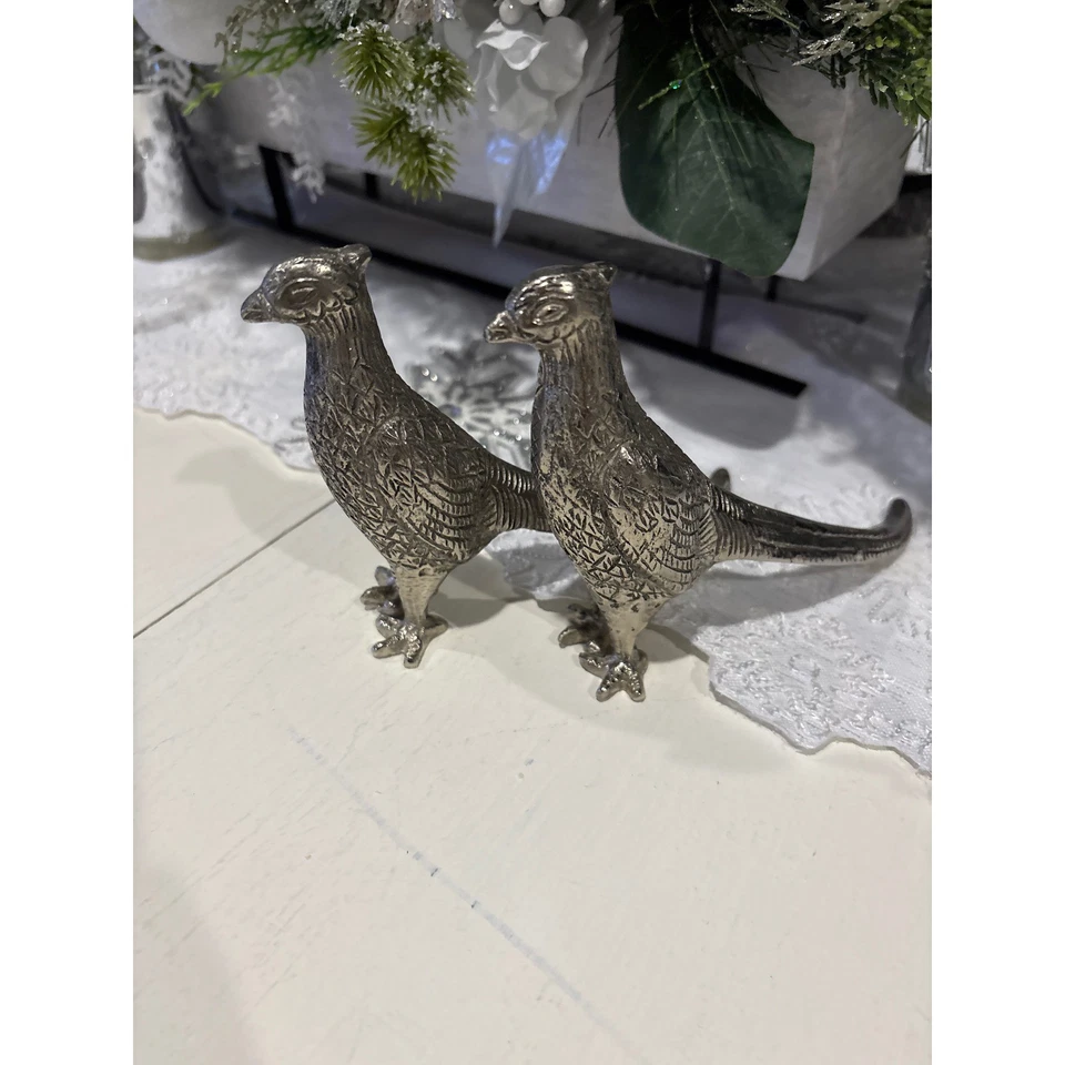 Williams Sonoma Plateado Faisán Salero y Pimentero Coctelera Estatuillas Decoración Foto 2 de 4