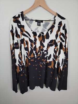 KAKTUS 2X Black & White Animal Print Beaded Long Sleeve Sweater, Rayon  Nylon A13 | eBay