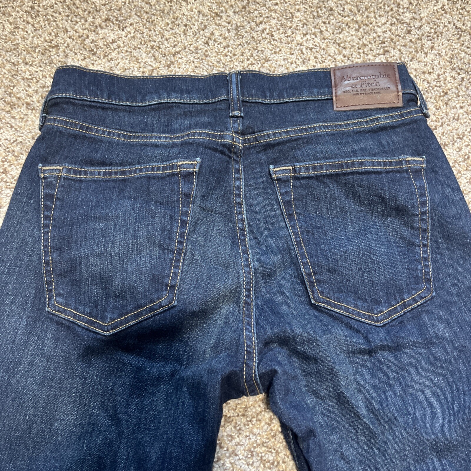 Abercrombie Fitch Jeans Mens 29x32 Blue Kennan Straight Stretch Dark Denim - View 12
