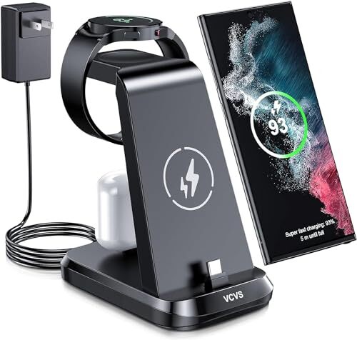 36W USB C Super Fast Charging Station for Samsung Phones Watches Black