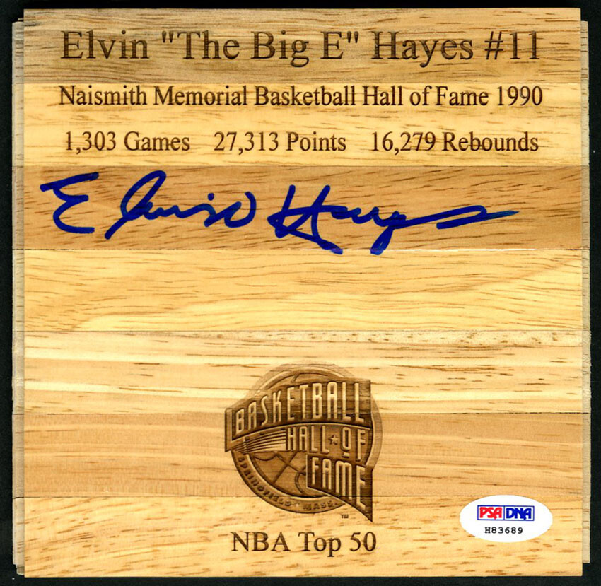 Elvin Hayes Autographed Signed Washington Bullets 6x6 Floorboard HOF 50 PSA/DNA 