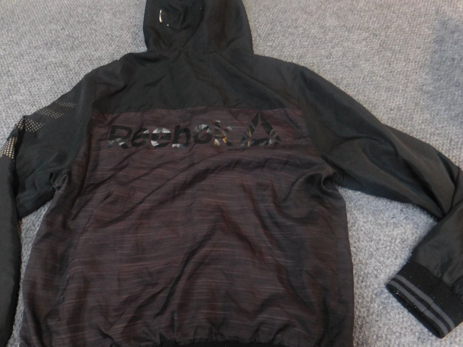 Reebok Mens Jacket M purple black Hoodie full zip drawstring blue - product detail image 10