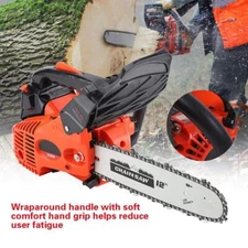 25.4cc Gas Top Handle Chainsaw with 12'' Bar Chain 2-Stroke Engine Cut Tree Wood