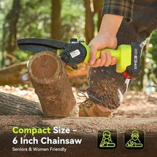 6inch Chainsaws Cordless Electric Handheld Garden Chain Saws W/ Battery Charger