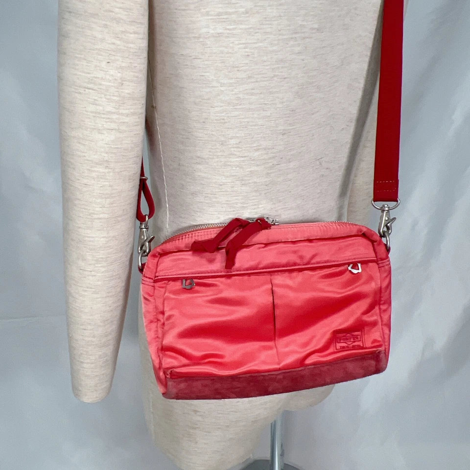 Bolso de Hombro Yoshida Porter FADE 188-02043 Rojo Buen Estado Nylon Unisex Foto 2 de 4