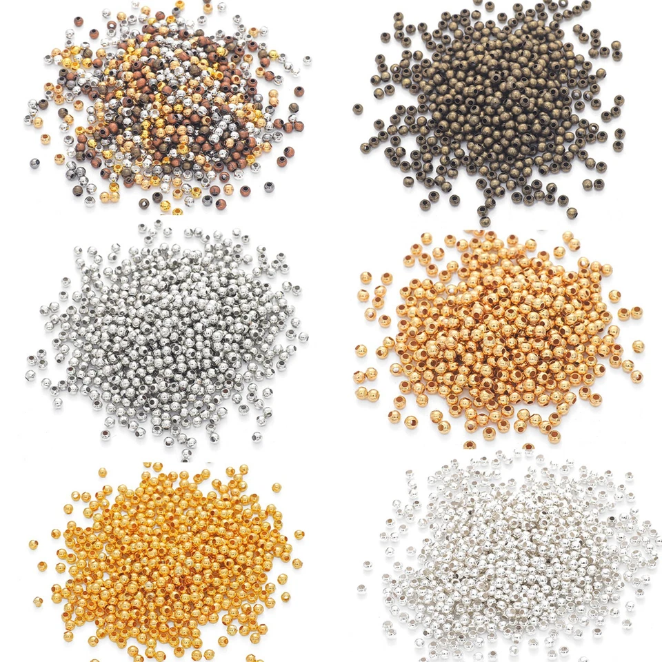 2000 Pcs Metal Small Round Beads 2.4mm Mini Smooth Ball Spacer Jewelry Finding - Image 2 of 4