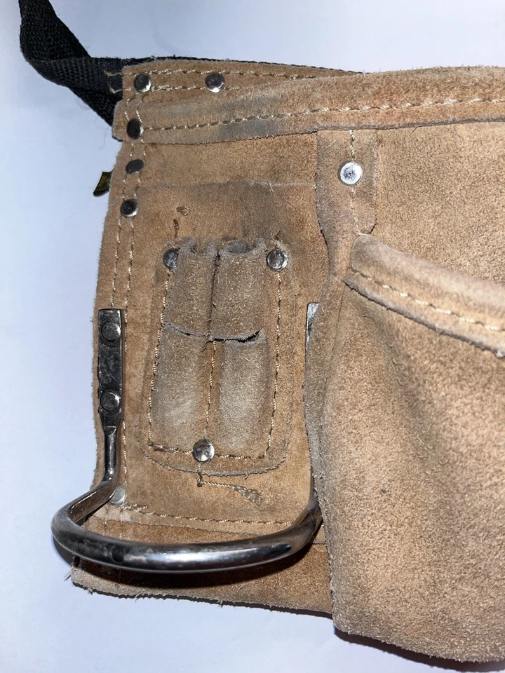 AWP Carpinteros Gamuza Cuero Herramienta Delantal con Cinturón 11 Bolsillos 2 Martillos L490 Foto 4 de 4