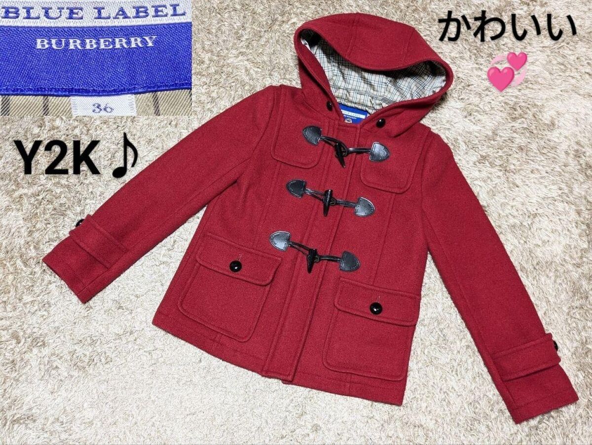 Burberry Blue Label Nova Check Duffle Coat Wool Size36 (US Burberry Blue Label Nova Check Duffle Coat Wool Size36 (US