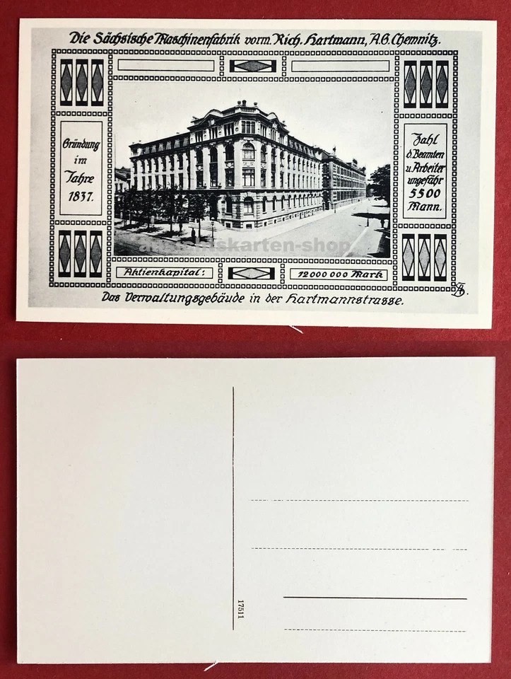 Reklame AK CHEMNITZ um 1910 Sächs. Maschinenfabrik Rich. Hartmann AG ( 70352 - Bild 1 von 1